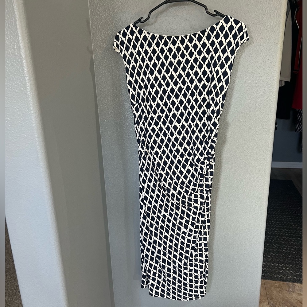Ralph Lauren Black and White Patterned Midi Dress